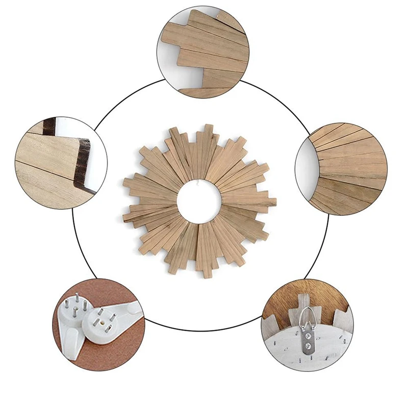 Sun Ring Wall Hanging Round Mirror Frame Decoration Wooden Pendant Background Corridor Porch Ornament | Дом и сад