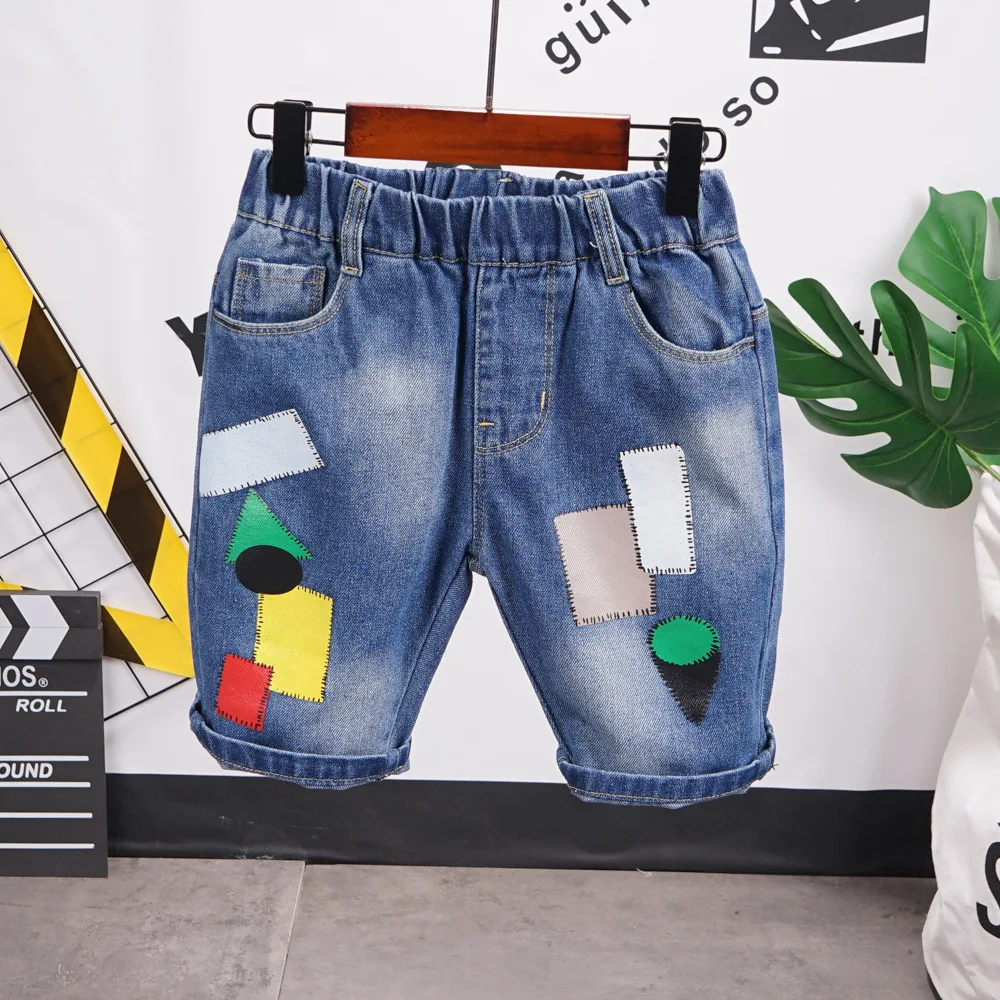 

Kids Boys Clothes Boy Summer Clothing Sets Short Sleeves Letter Tops Shirt + Denim Shorts Suits Children Clothing 2-7Years
