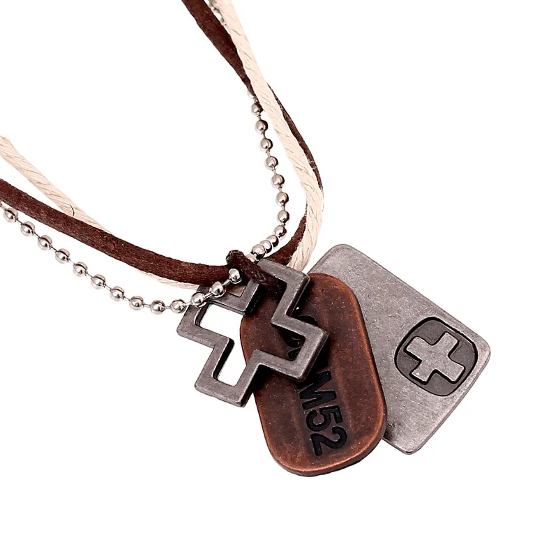 Wangaiyao Nieuwe Retro Koeienhuid Ketting Eenvoudige Kruis Heren Ketting Europese En Amerikaanse Mode Mannen Sieraden Wangaiyao Nieuwe Retro Koeienhuid Ketting Eenvoudige Kruis Heren Ketting Europese En Amerikaanse Mode Mannen Sieraden