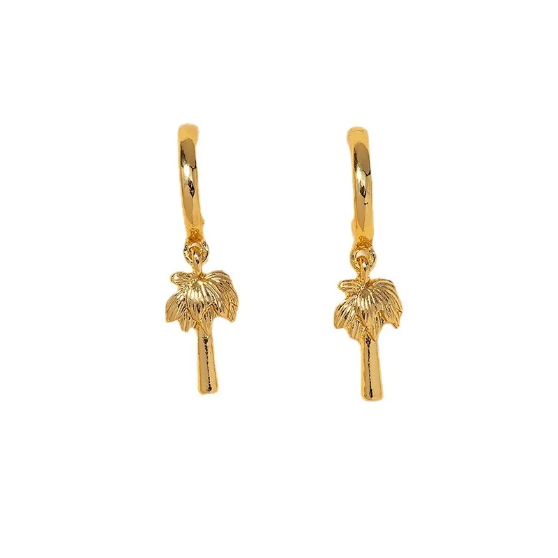 

Fashion Vintage Coconut Palm Tree Drop Earring For Holiday Beach Girl Punk Hoop Earrings Summertime Plant Jewelry Accessories