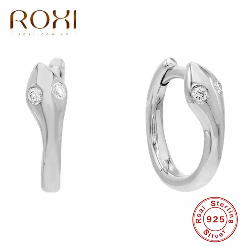 Женские серьги-кольца из серебра 925 пробы с фианитом | Украшения и аксессуары