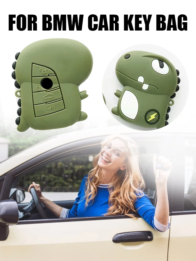 

Cute Dinosaur Car Key Fob Cover Case for BMW 3 5 Series E46 E92 E93 E30 E36 E39 E46 E70 x4 x5 x1 g30 PU Auto Key Case For BMW