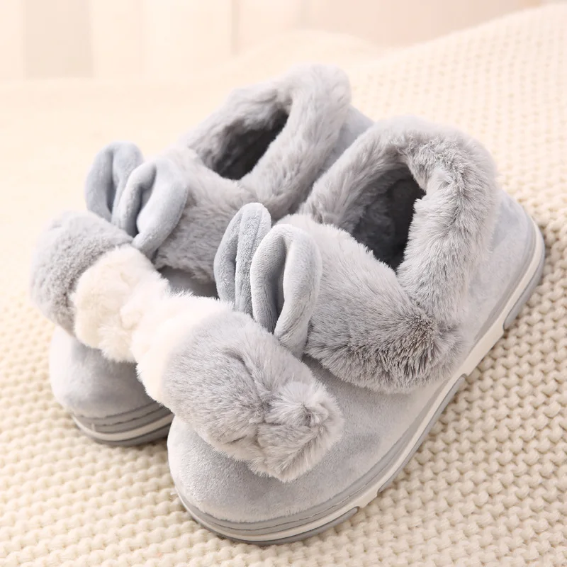 Зима 2019 г. домашние тапочки для малышей Домашние хлопковые с рисунком кролика