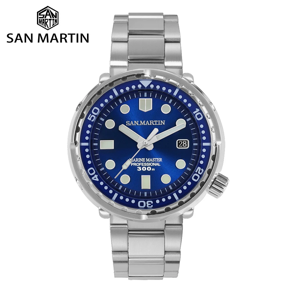 

San Martin Diver Watch NH35 Sapphire Crystal Sunray Colorful Glass Men Automatic Mechanical Watches BGW-9 Super Luminous Watch