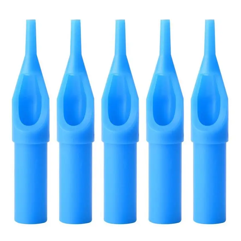 50Pcs Mixed Sterile 5/9R Tattoo Nozzle Blue Machine Tip Needle Kit Plastic Tube Cup Body Art Supplies Tips |