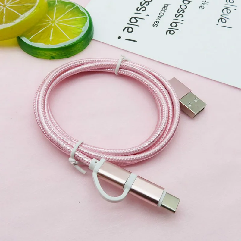 2 в 1 USB кабель Тип C для быстрой зарядки телефона Samsung S8 S9 Micro двойной зарядный Redmi note