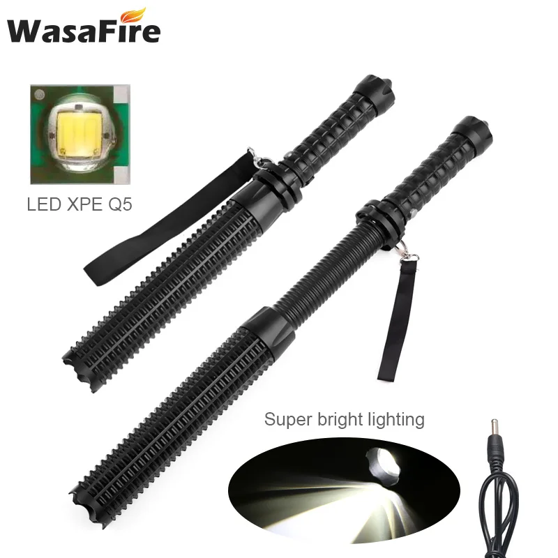 Фонарик WasaFire для самообороны телескопический фонарь Q5 перезаряжаемый