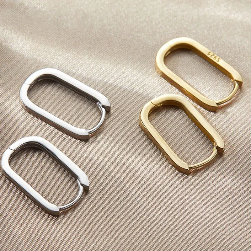 

Bin Yu Minimalist 925 Sterling Silver Stud Earrings Vintage Geometric Ellipse Handmade Earrings Party Accessories Jewelry Gift