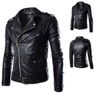 2021 брендовая осенне-Весенняя повседневная кожаная куртка на молнии мотоциклетная кожаная куртка приталенные мужские куртки и пальто черные белые