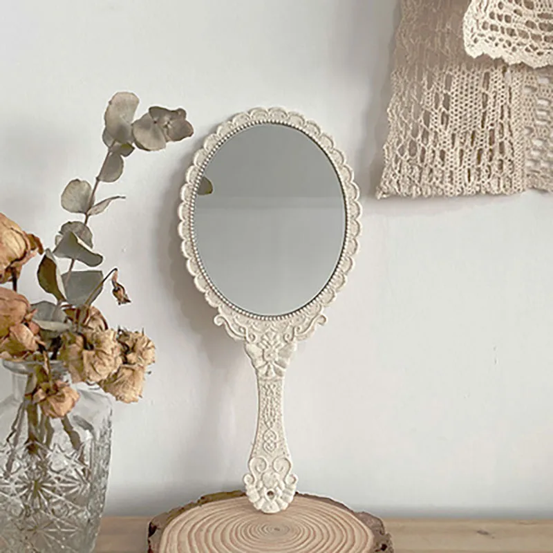 Зеркало для макияжа ручка Овальная Круглая винтажная на стену | Дом и сад