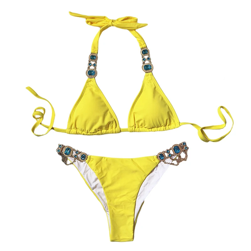 2021 Rhinestone Bikini Set Sexy String Bikinis Brazilian Women  Beach Wear Bathing Suit Female Swimwear Two Piece Swimsuit