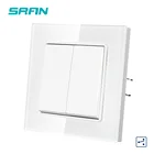 Выключатель настенный SRAN F6KG006 из закаленного стекла, 2 клавиши, 2 канала, 16 А, 250 В, белая панель, 82 мм * 82 мм