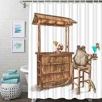 toad sits bar stool shower curtain cocktail frog sketch waterproof bathroom shower curtain bathroom shower curtain with hooks