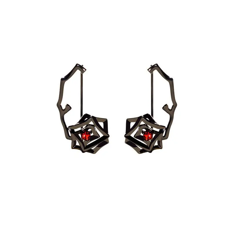 

Genuine 925 Sterling Silver Rose Personality Long Earrings Elegant Temperament Fashion Flower Drop Earrings Female 2019 Gift