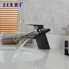 Смеситель-водопад для ванной JIENI, из черного стекла, ORB и хромированный, смеситель для раковины из твердой латуни