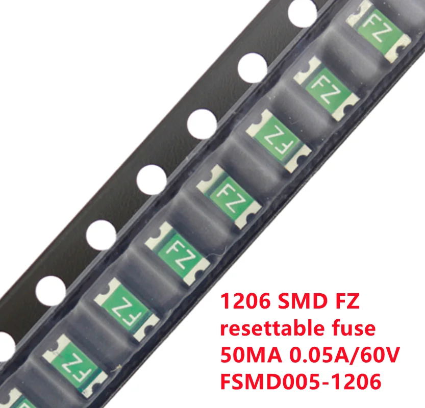 

20 шт. 1206 SMD сбрасываемый предохранитель 50 мА А/60 в FSMD005-1206 Silkscreen: FZ