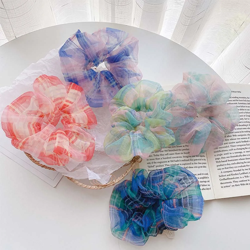 Кружевная сетчатая пряжа веревка для волос в клетку кольцо с большим кишечником