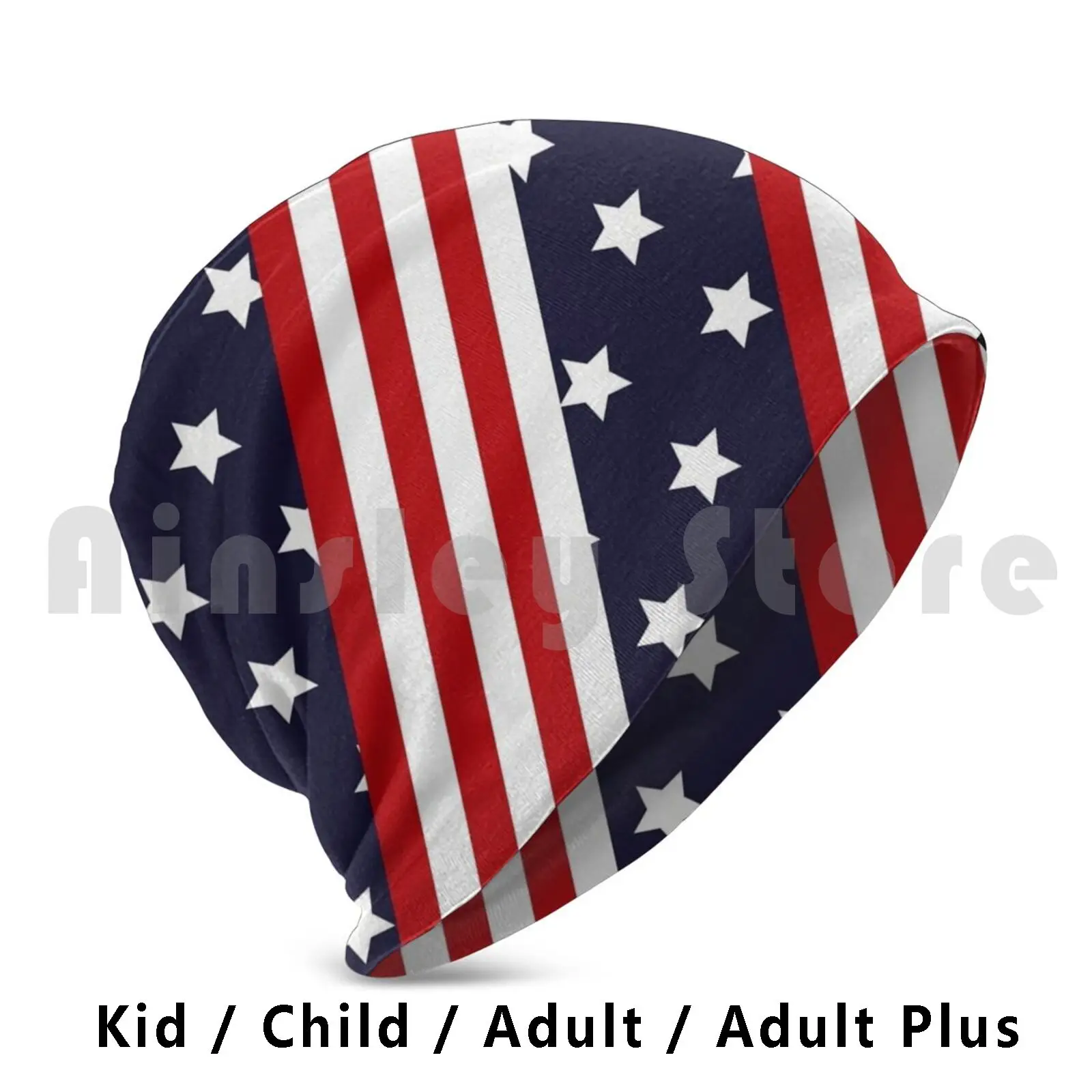 

3 Bars Of Red Stripes And Stars Pillow-4th July Pattern Beanies Knit Hat Hip Hop 4th July Fourth July Stars