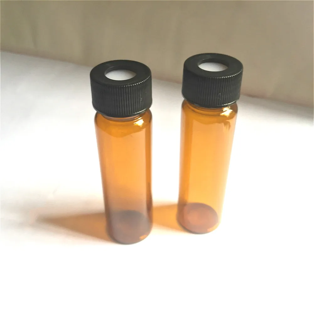Коричневые хроматографические флаконы 4 мл с черной открытой Кепка плоским