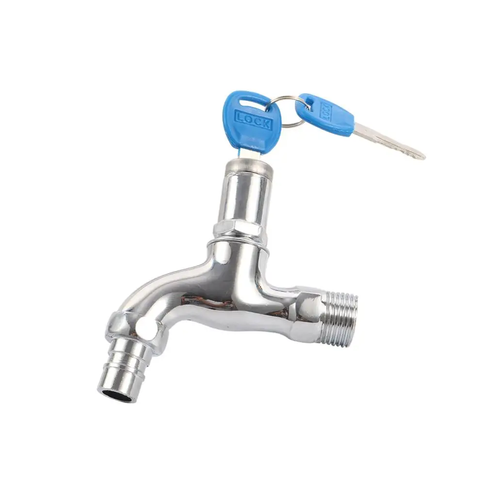 

Anti-theft 1/2" Thread Outdoor Sink Faucet With Lock Key Household Outdoor Washing Machine Alloy Water Tap Lockable Bibcocks