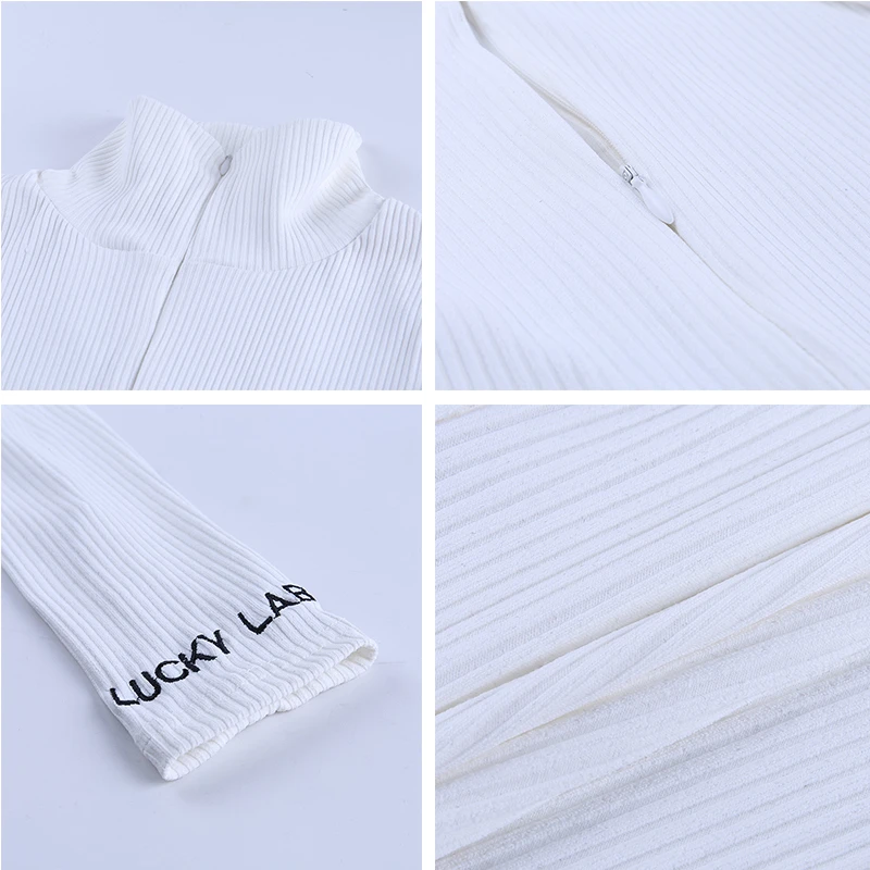 

Townlike White Turtleneck Embroidery Rompers Womens Black Casual Long Jumpsuit Party Bodycon Overalls Sexy Women Jumpsuit 2020