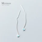 Modian простой модный синий опал длинные висячие серьги с кисточкой Классические стерлингового серебра 925 элегантные ювелирные изделия для женщин женская серьга