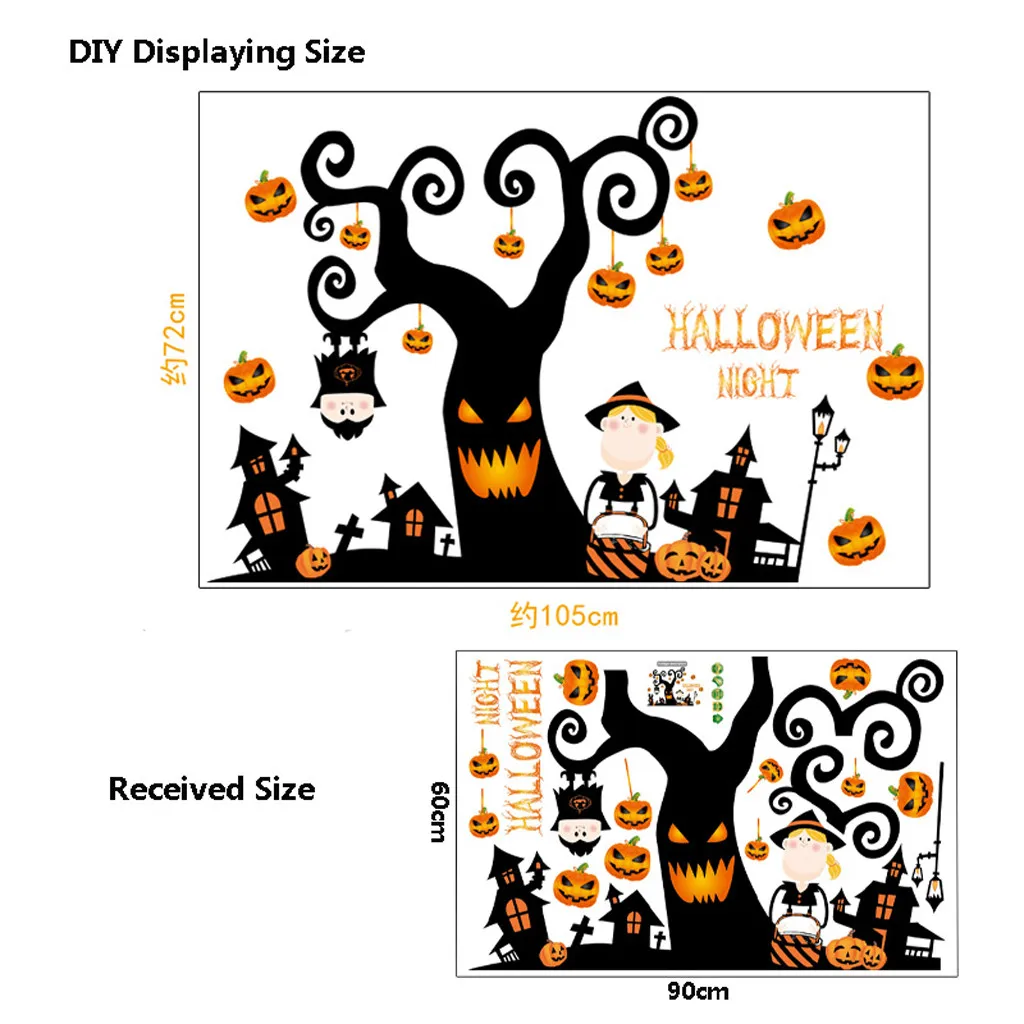 Забавная Наклейка на стену Хэллоуин тыква гримаса дерево наклейки для детской