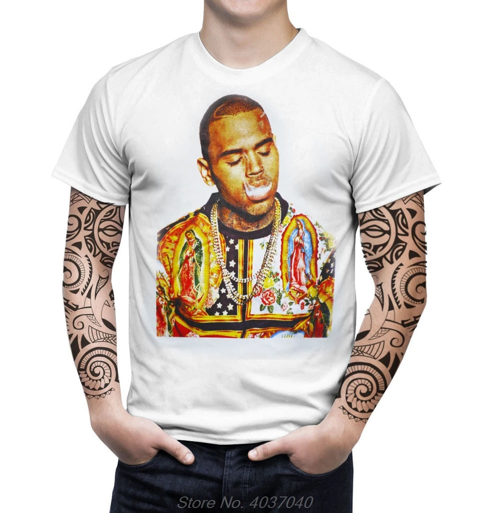 Chris Brown Винтаж Ретро футболка с принтом Американский рэп реперские кепки R & B в