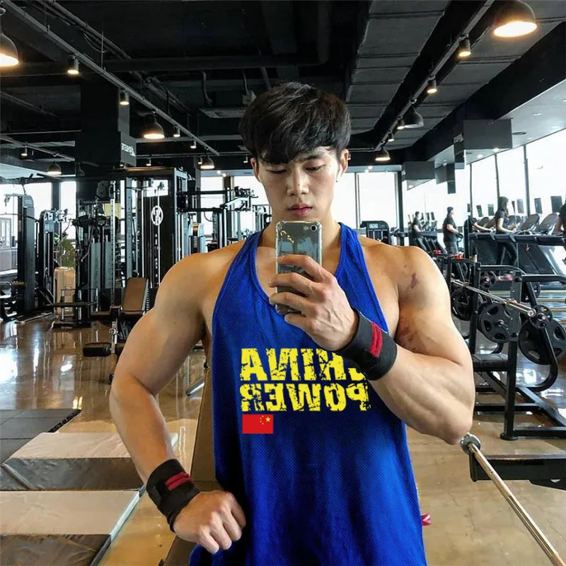 Мужская футболка с сеточкой для фитнеса тренажерного зала бодибилдинга без