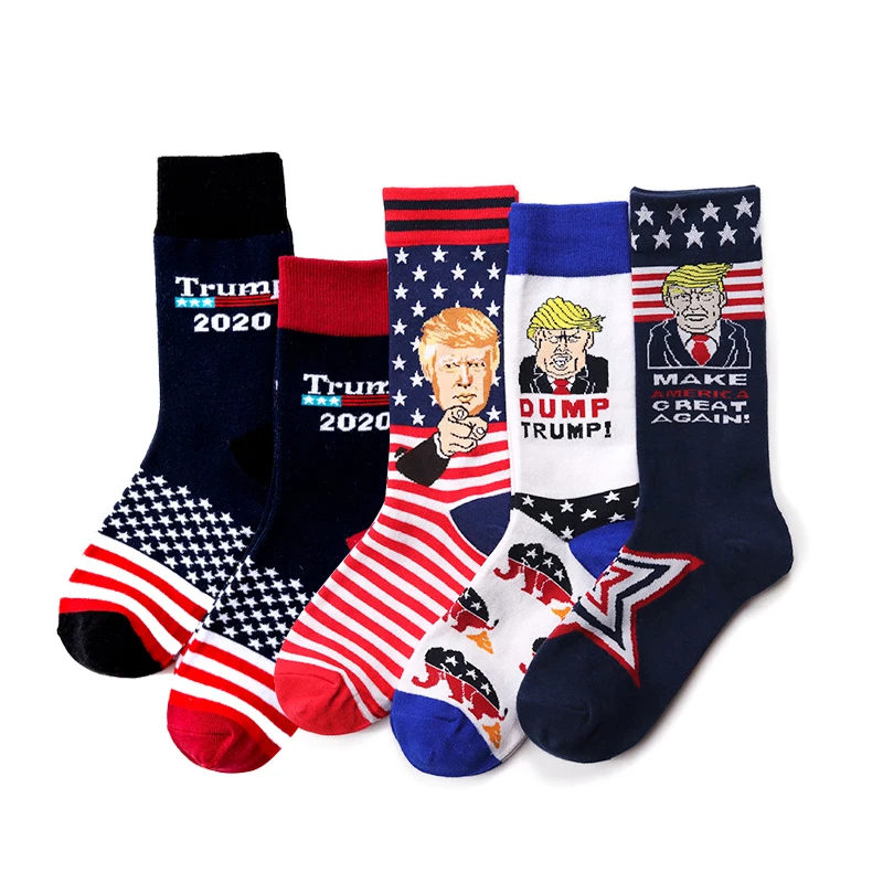 2020 носки с изображением Дональда Трампа унисекс флагом в полоску забавные для