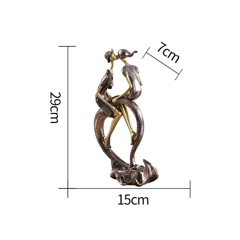 

Modern Kiss Couple Sculpture Elegant Dance Girl Resin Miniature Figurines Home Cabinet Desktop Decoration Crafts Wedding Gift