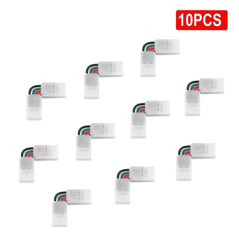 

LED Strip Connector 2/3/4 Pin 8/10mm Right Angle Adjustable Connector For 3528/5050 SMD RGB LED Strip Lights 90 Degree Corner