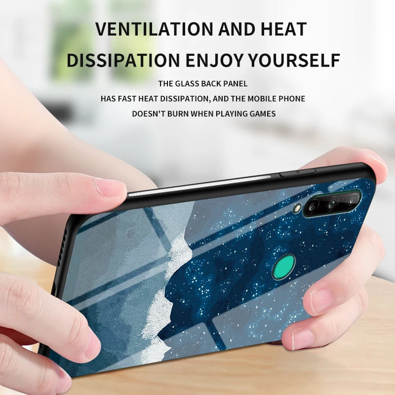 Case For Huawei Honor 9C 9A Starry Sky Tempered Glass Hard Plastic Back Phone Cover 9S funda | Мобильные телефоны и