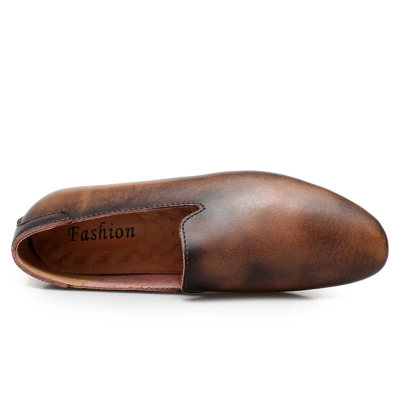 New Fashion Men Leather Flats Shoes Comfortable Man Casual Slip on Male Outdoor Walking Split Driving | Обувь