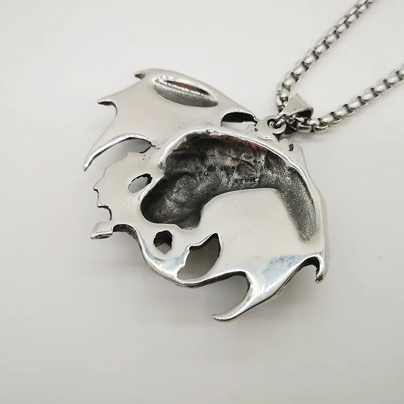 316L Нержавеющая сталь Птерозавр ожерелье с кулоном череп красными глазами и