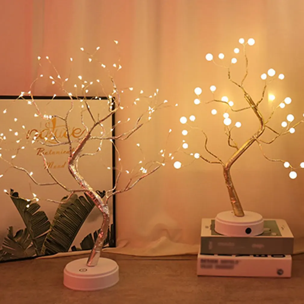 

Tree Light Touch Switch Pearl Starry Night Light Touch Switch Home Holiday Bedroom Indoor Kids Bar Decoration Fairy Light