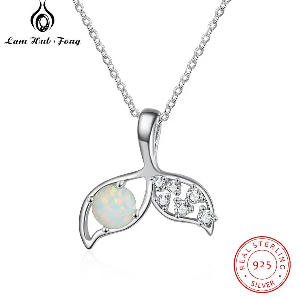 

Mermaid Fish Tail Pendant Necklaces for Women 925 Sterling Silver Opal Stone Necklaces with Zircon Fine Jewelry (Lam Hub Fong)