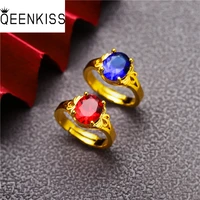 qeenkiss rg573 fine jewelry wholesale fashion woman girl birthday wedding gift vintage oval aaazircon 24kt gold resizable ring