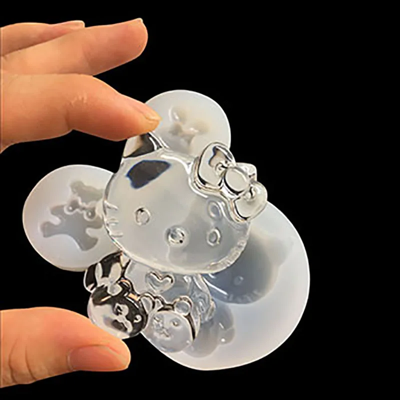 Molde de epoxi de cristal con dise&ntilde;o de gatos, herramienta de fabricaci&oacute;n de modelos de gato KT, adorno de silicona pr&aacute;ctico, colgante de joyer&iacute;a, molde de decoraci&oacute;n-1