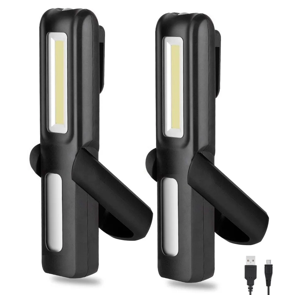 Светодиодный фонарик с функцией зарядки через USB, рабочим светом COB, магнитным крючком и возможностью использования в кемпинге, для ремонта автомобилей и на открытом воздухе.