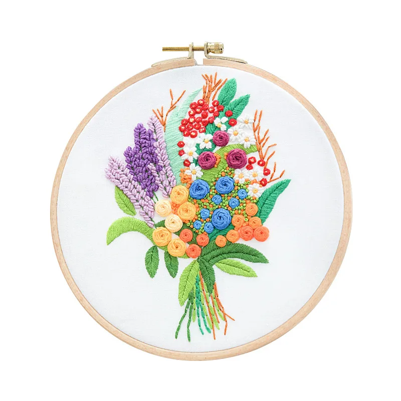 Красочные поделки ручная вышивка стартовый набор с цветочным принтом рукоделие