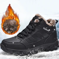 men outdoor non slip snow boots fashion sneakers winter plus velvet warm casual sports hiking work cotton shoes plus size 48