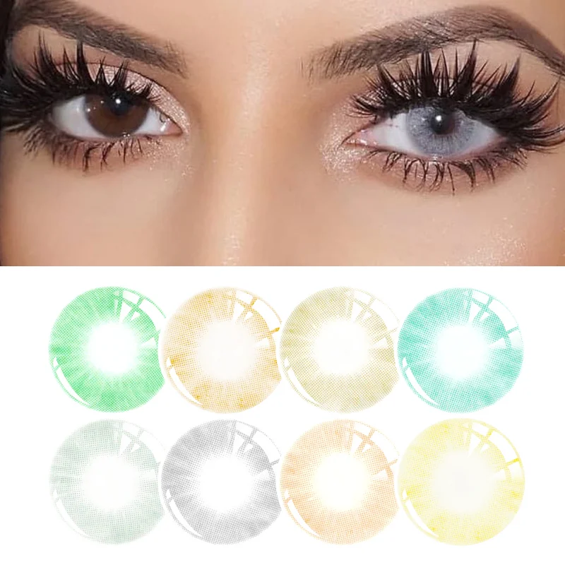 TOPAZIO/ICE/AVELA 1Pair Colored Contact Lenses Yearly Use Gray Eye Contacts Blue Lenses Natural Fashion Lenses Cosmetic