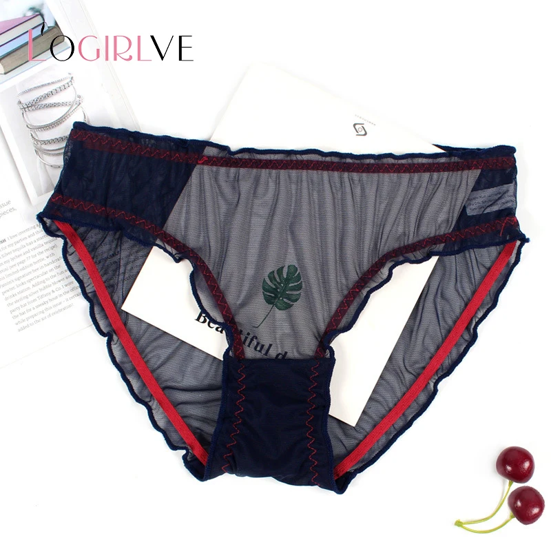 Трусы Logirlve с заниженной талией пикантное прозрачное Сетчатое женское нижнее