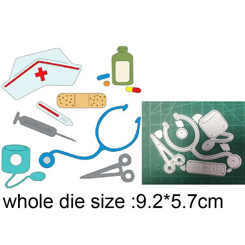 

Nurse Medical Tools New 2021 Metal Cutting Dies for DIY Scrapbooking Paper and Card Making Decorative Embossing Dies Craft dies