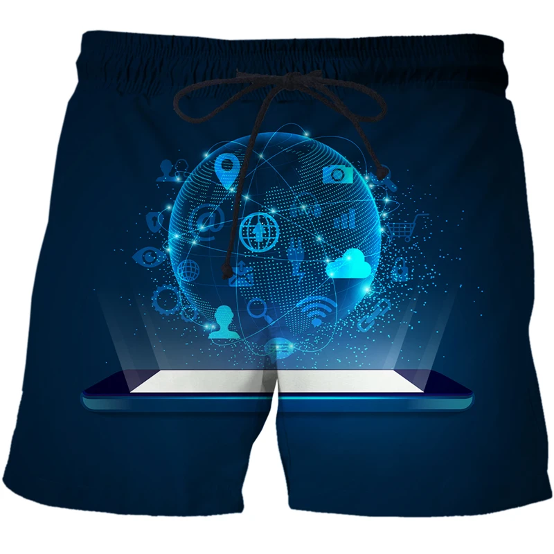 printed 3d beach pants Mens Swim Shorts Surf Wear 3d Data trend pattern harajuku Streetwear beach shorts board shorts Streetwear