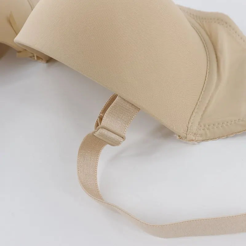 

Women Sexy Thin One-piece Seamless 3/4 Cup Bra Fashion Invisible Shoulder Strap Gathered Bra Cup D Plus Size