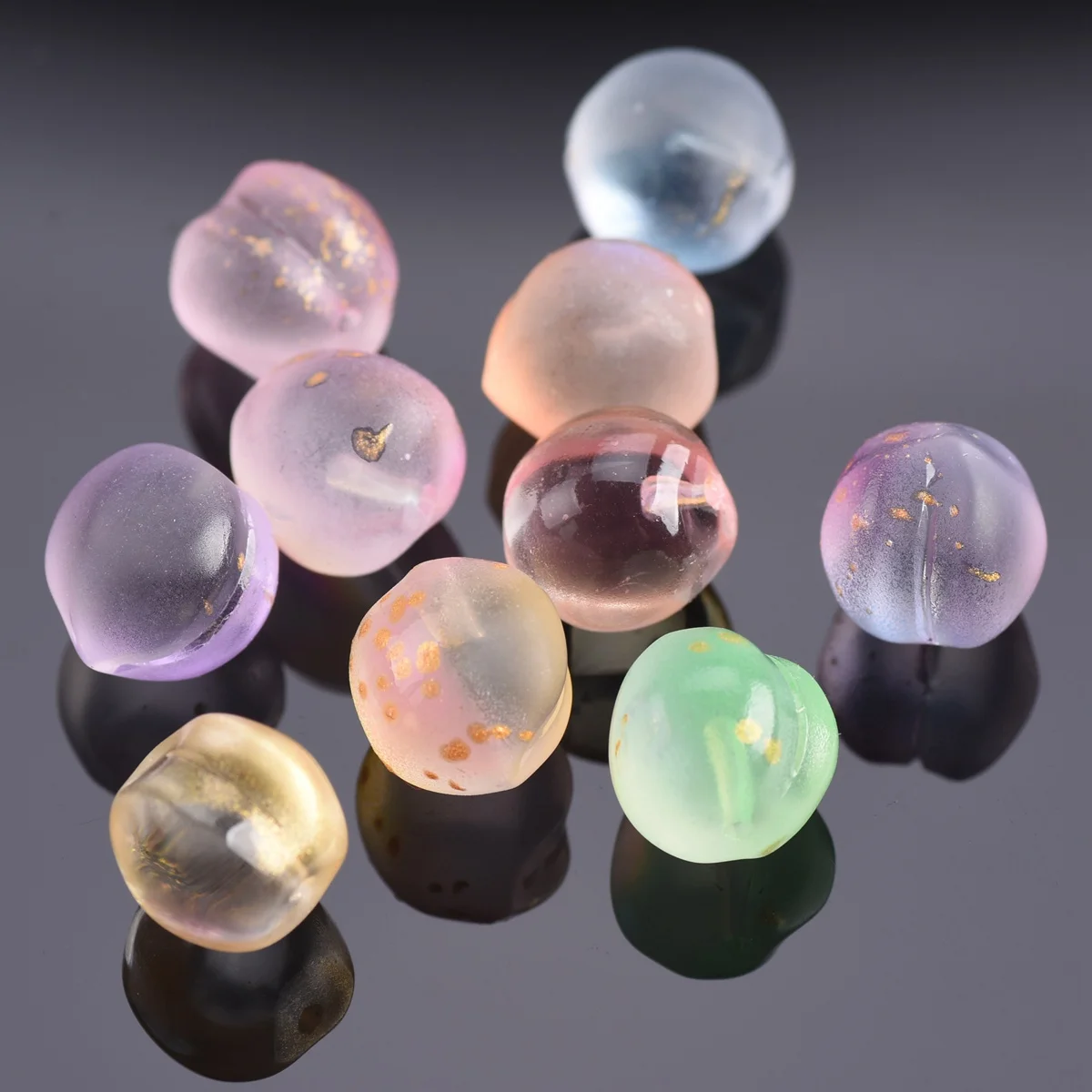 

10pcs Peach Shape 12mm Half Hole Lampwork Crystal Glass Loose Beads Lot For Jewelry Making DIY Pendants Findings