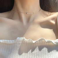 925 sterling silver trendy bead chain necklace chokers necklaces for women clavicle chain jewelry gift