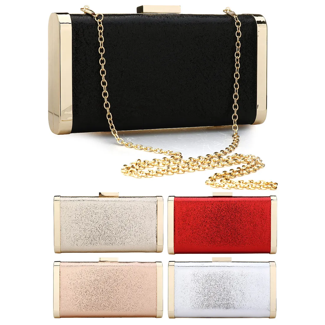 Однотонная кожаная сумка футляр с цепочкой женская на плечо через уникальные